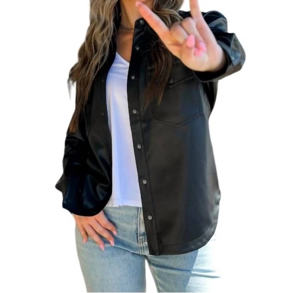 NWOT Z Supply Wes Faux Leather Shirt Jacket - Picture 3 of 4